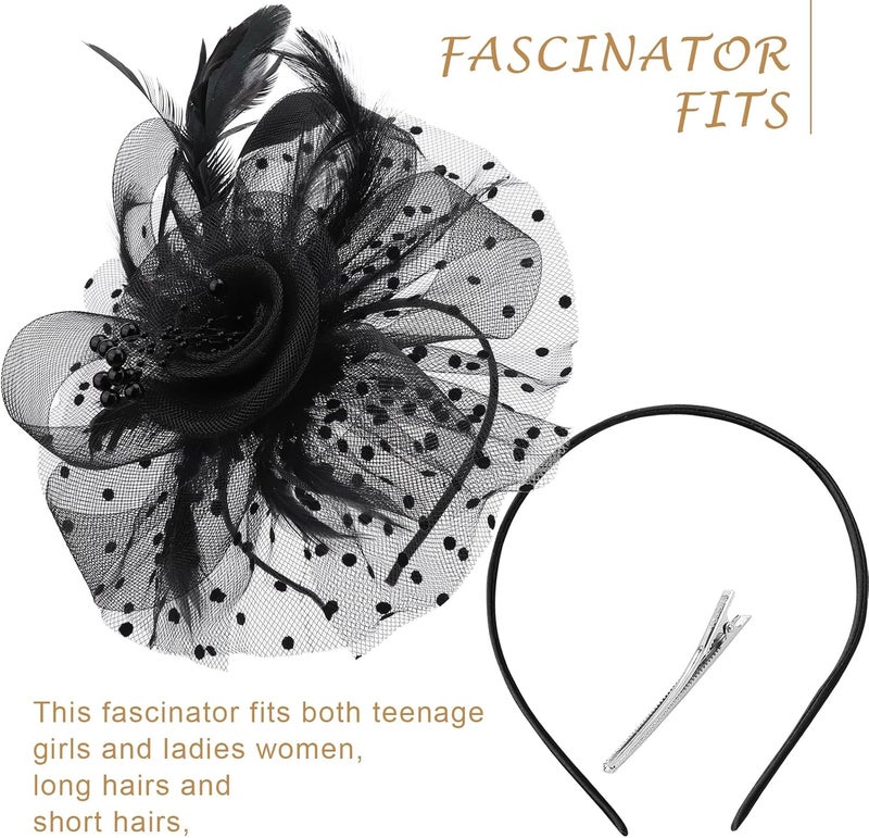 DRESHOW Fascinators Hat Feather Headband Women's Fascinators Tea Party Headwear with Clip Flower Head Band for Girls & Women - Image 3